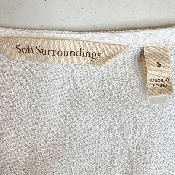 Soft Surroundings Small Boho Crinkle Button Front Off White Long Sleeve Blouse - Picture 15 of 16